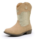 Ahannie Glitter & Classic Cowboy Cowgirl Boots - 815 Khaki