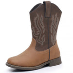 Ahannie Western Square Toe Kids Cowboy Boots - 818 Brown&Tan
