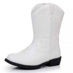 Ahannie Girls Cowboy Cowgirl Boots - 816 White